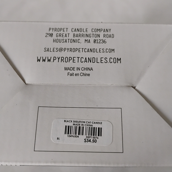 PyroPet Kisa Geometric Unscented Black Cat Candle with Metal Skeleton Halloween - Picture 14 of 16